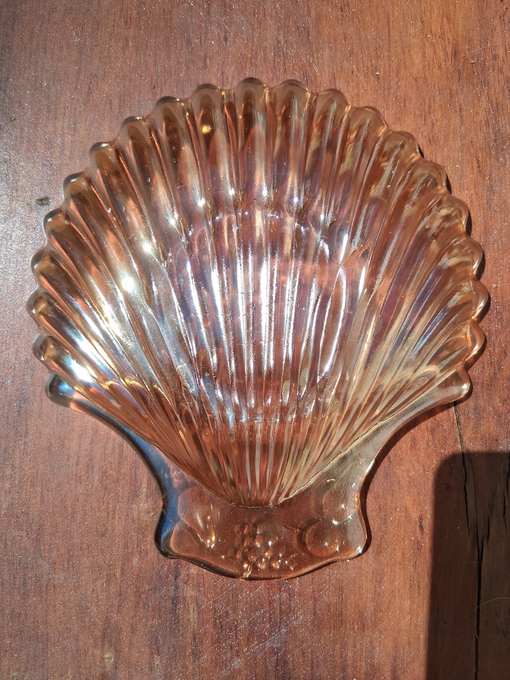 Vintage Marigold Iridescent Carnival Glass Scallop Shell Trinket Dish - Picture 5 of 9
